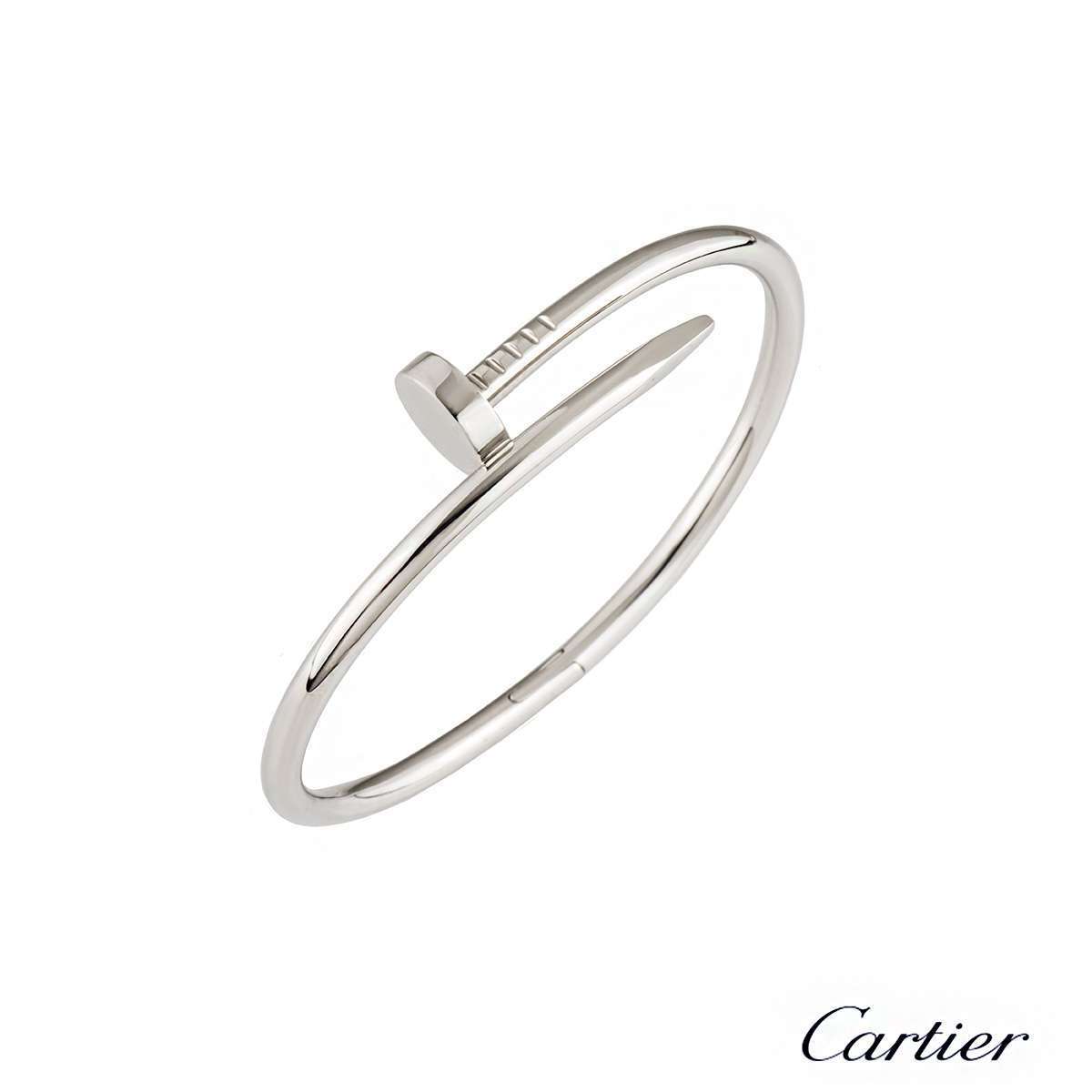 Cartier 18K White Gold Juste Un Clou Nail Bracelet Size 16 